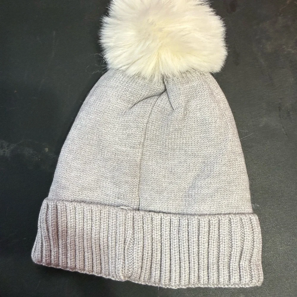 Kids Bunny Beanie - Light Gray and Pink